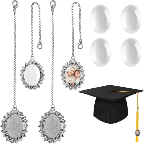 Dije de foto de tapa de graduación, 4 piezas de regalo universitario de clase 2023, borla de graduación personalizada, colgante conmemorativo para
