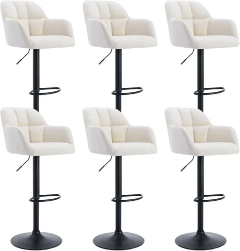 Miniatura 23 de ROCITY Juego de 2 taburetes de bar de terciopelo con respaldo, silla de bar beige para isla de cocina, taburetes de bar modernos con patas de metal