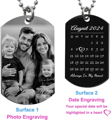 Miniatura 7 de Collar con Foto Personalizada Collar de Foto Personalizada para Hombres Mujeres Novio Aniversario Día de San Valentín Navidad Regalo para Esposo