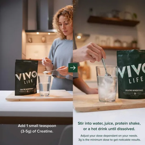 Miniatura 6 de Vivo Life - Monohidrato de creatina en polvo micronizado - Vegano, sin sabor (8.8 oz, 84 porciones)