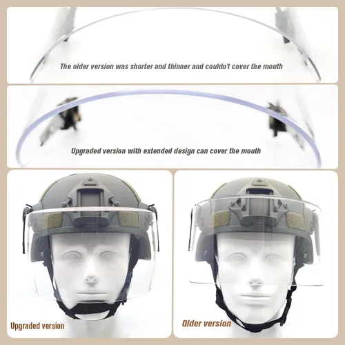 Miniatura 4 de Casco táctico ACH Airsoft con visera transparente de cara completa, protector protector MICH 2000 modo para paintball al aire libre CS Wargame Negro