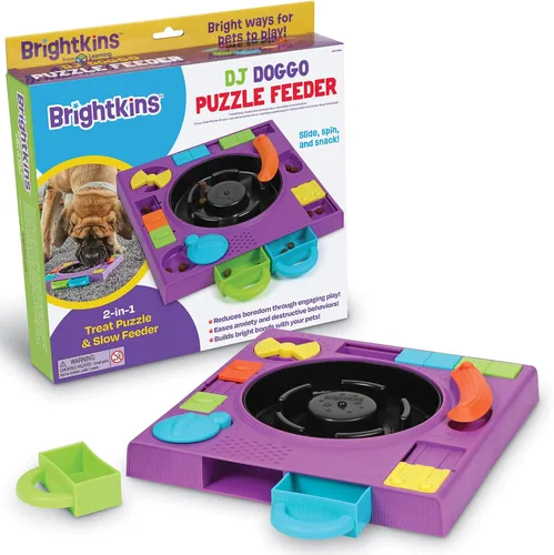 Brightkins DJ Doggo - Comedero de rompecabezas – Cuencos de alimentación lenta para perros, juguetes de rompecabezas para perros, cuenco para perros