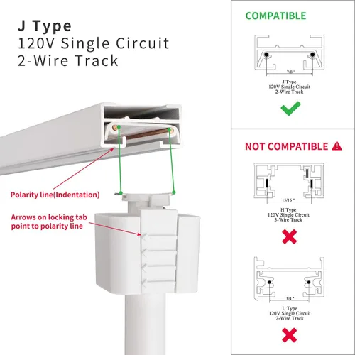 Miniatura 2 de mirrea Cabezal de iluminación de riel tipo J a E26 Adaptador de base de tornillo mediano Dirección de luz ajustable paquete de 3 (blanco)