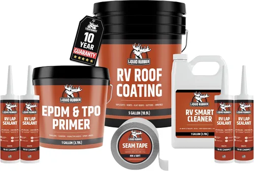 Miniatura 12 de Liquid Rubber - Revestimiento para toldo de casa rodante, sellador con reflectante solar, para reparación del toldo de remolques y cámper