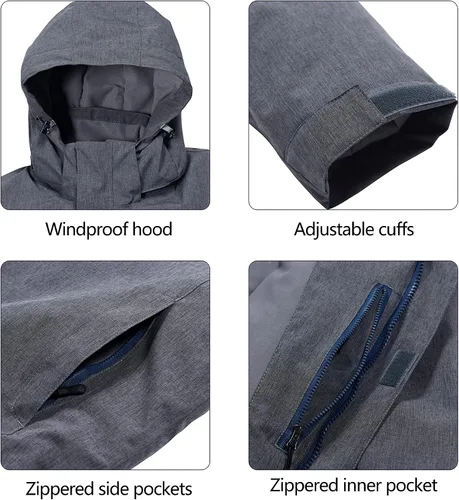 Miniatura 6 de Little Donkey Andy Chaqueta impermeable de esquí y snowboard para mujer, abrigo cálido resistente al viento con capucha desmontable