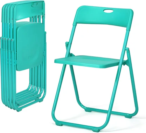Miniatura 15 de Karl home Silla plegable de 6 piezas, silla plegable ligera de plástico de 300 libras, marco de metal reforzado fácil de plegar y almacenar