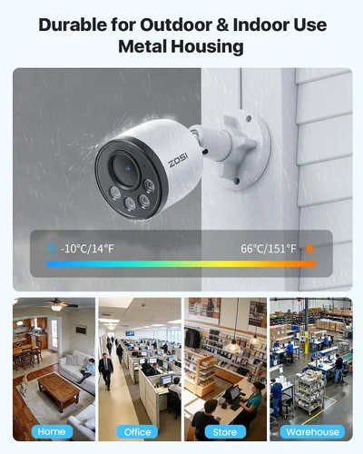 Miniatura 5 de ZOSI Sistema de cámara de seguridad de 5MP con audio, 4 cámaras PoE con cable de 4MP para interiores y exteriores, detección inteligente