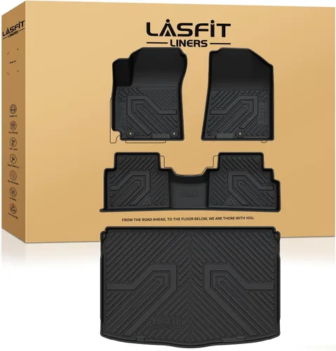 Miniatura 35 de LASFIT Alfombrillas de Piso Compatibles con Nissan Armada 2017-2018 / Infiniti QX56 2011-2013 / Infiniti QX80 2014-2018, TPE Para Todo Clima Ajuste