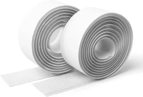 Art3d Rollos de gancho y bucle de 4 pies x 1 pulgada con parte trasera adhesiva, tira adhesiva de doble cara, resistente, color blanco