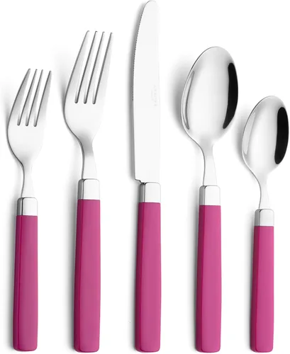Miniatura 21 de ANNOVA Juego de cubiertos coloridos de acero inoxidable, utensilios de cocina, incluye cuchillos, tenedores, cucharas, tenedores de ensalada y Azul
