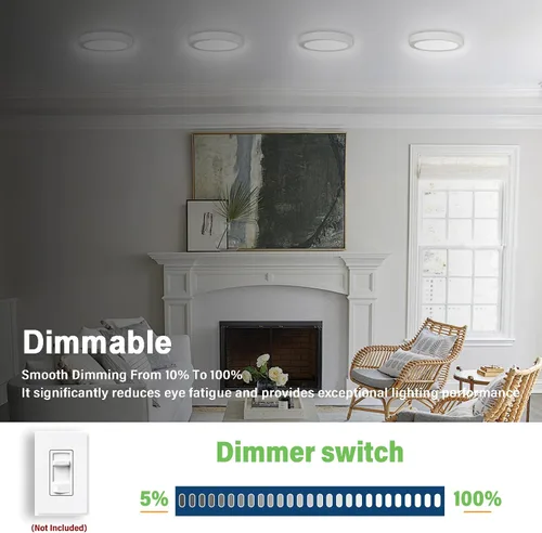 Miniatura 7 de Luces de Techo LED Certificadas ETL de 7 pulgadas Regulables Ultra-Delgadas Redondas Montaje al Ras 2700K/3000K/3500K/4000K/5000K Luminarias