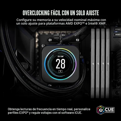 Miniatura 4 de CORSAIR Vengeance DDR5 16 GB (2 x 8 GB) DDR5 5200 MHz CL40 AMD Expo Intel XMP iCUE Memoria de computadora compatible - Gris (CMK16GX5M2B5200Z40)