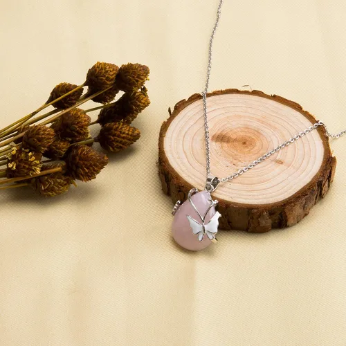 Miniatura 3 de Bivei Collar con colgante de cristal curativo de amatista y ópalita de cuarzo rosa con envoltura de alambre vintage