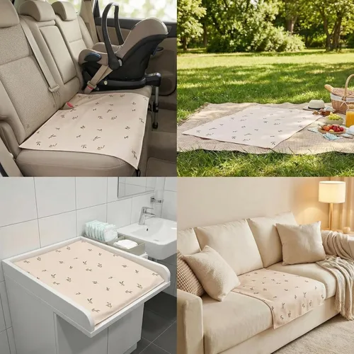 Miniatura 5 de Cambiador de bebé de cuero vegano - Cambiador portátil lavable, cambiador plegable de viaje para bebé, regalos de ducha para recién nacidos y niños