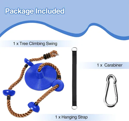 Miniatura 5 de REDCAMP Columpios de cuerda de escalada para árboles, asiento de columpio de disco de plástico resistente para niños y adultos con correa