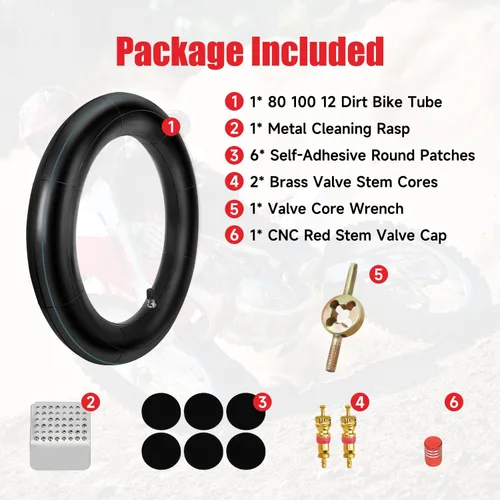 Miniatura 8 de GREHUA Tubo de motocross 80/100-12 compatible con KLX110 CRF110 PW80 SSR125 TTR110, tubo interior 2.75/3.00-12 para 125cc 110cc 90cc 50cc Tao Tao
