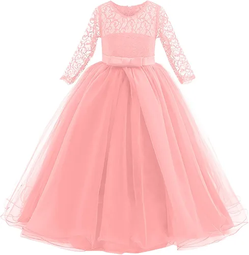 Miniatura 4 de Vestidos de punto de manga larga para niña pequeña, vestidos de princesa tutú de malla de encaje