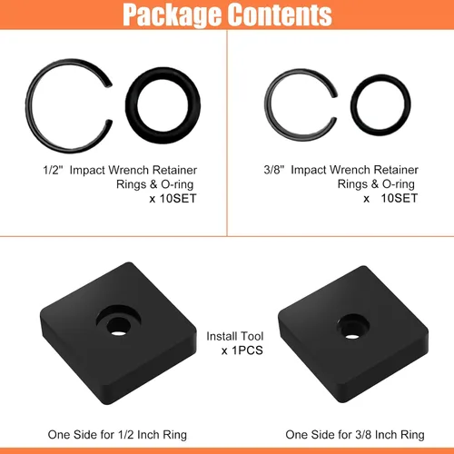 Miniatura 5 de BLOLACDZ (5+5 juegos) Anillo de retención de impacto de 1/2" y 3/8" Anillo de fricción con junta tórica para llave de impacto Milwaukeie tipo