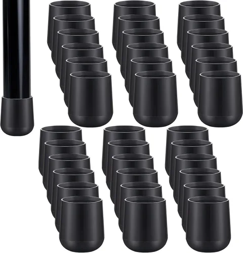 Miniatura 14 de Jetec 12 Pcs 1 Inch Folding Chair Leg Caps Heavy-Duty Plastic Chair End Caps Non-marring Furniture Glides Round Hardwood Floor Protectors (Brown,1in)