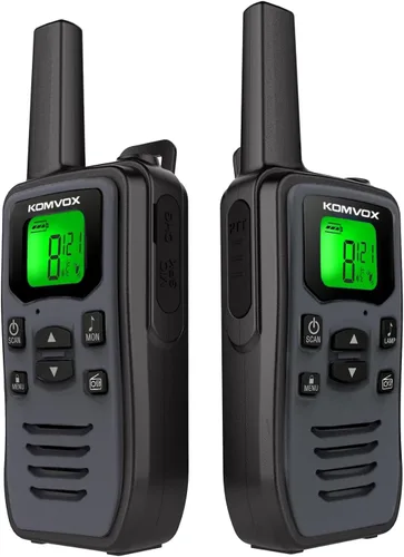 Walkie Talkies recargables grises para adultos, largo alcance, 36 canales, radios bidireccionales FRS GMRS con alerta meteorológica NOAA, carga tipo