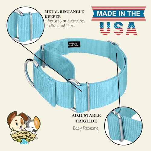 Miniatura 8 de Country Brook Petz - Collar para perro de nailon resistente Martingale de 15 colores (extra grande, 1 1/2 pulgadas de ancho, azul océano)