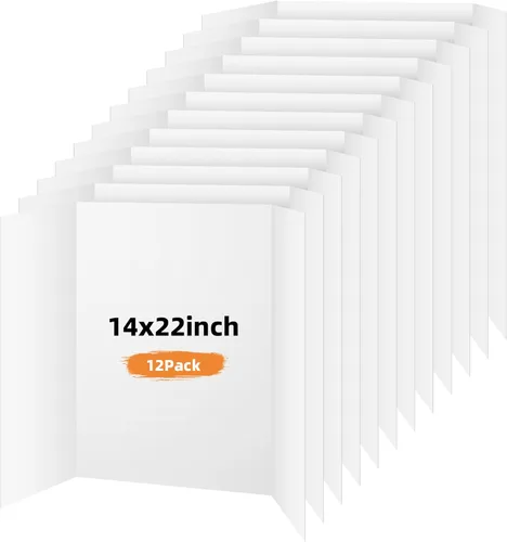 Miniatura 14 de Paquete de 4 tableros trípticos para póster, tablero de presentación blanco de 36x48 pulgadas, tablero de exhibición portátil para feria