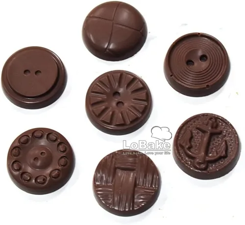 Miniatura 6 de LoBake 21 cavidades 7 diseños botón redondo policarbonato PC chocolate molde caramelo cubo de hielo molde Sugarcraft moldes DIY hornear