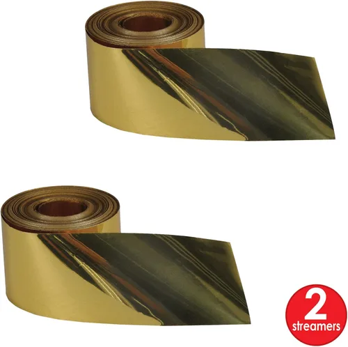 Miniatura 4 de Beistle Serpentinas metálicas doradas, paquete de 2 rollos de serpentina de papel de aluminio brillante para bodas, celebraciones de Año Nuevo