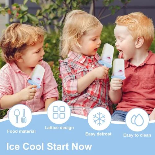 Miniatura 2 de Juego de moldes para paletas, 6 piezas con palitos, máquina de paletas de hielo, sin BPA, moldes para paletas de hielo de fácil liberación, moldes