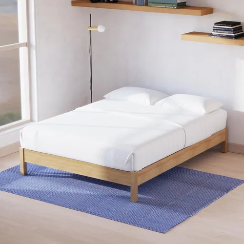Miniatura 3 de LIFEMENT Marco de Cama de Plataforma Queen Signature de Madera Natural, Sin Ruido, Almacenamiento Debajo de la Cama, No Necesita Somier, Fácil