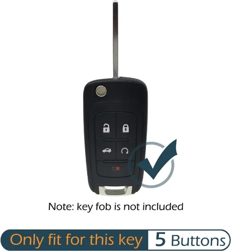 Miniatura 2 de 2 fundas de silicona para llavero de 5 botones, protector sin llave compatible con Chevrolet Chevy Malibu Camaro Cruze Limited Equinox Impala