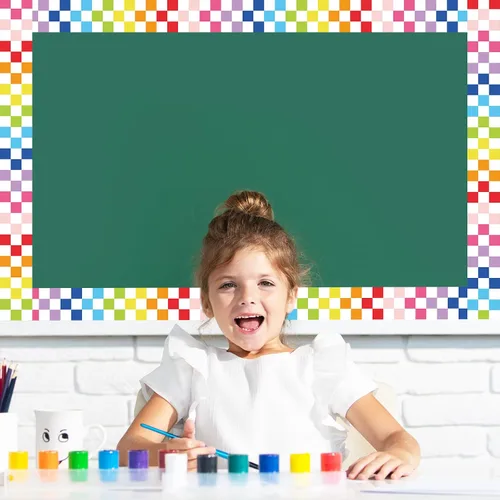 Miniatura 5 de Whaline Bordes de tablero de anuncios a cuadros de 32.8 pies, borde enrollado troquelado para decoración de pizarra de regreso a clases, oficina