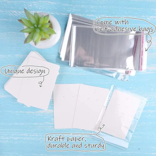 Miniatura 2 de MIAHART Juego de 150 tarjetas para aretes, collares, tarjetas de exhibición con 150 bolsas para vender aretes de bricolaje, aretes y exhibición