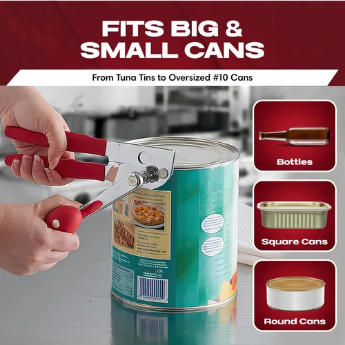 Miniatura 4 de Chef Master Abridor de Latas Comercial Resistente - Manual con Manivela Manual para Latas Grandes con Agarre Antideslizante - Abridor de Latas