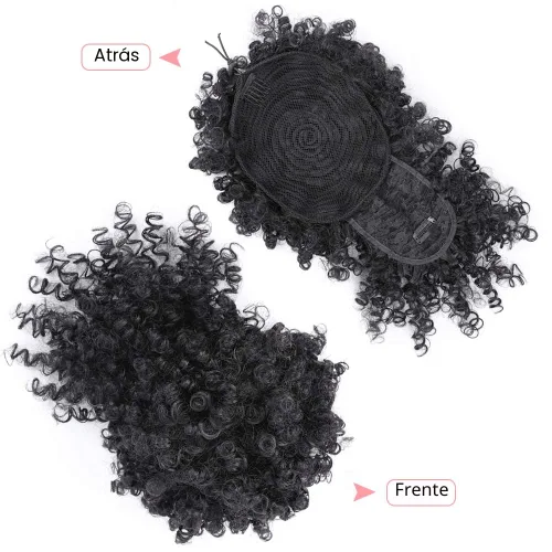 Miniatura 3 de Cola de caballo con cordón y flequillo, extensiones de cola de caballo afro para mujer, cola de caballo corta y rizada con flequillo con clip para 1b