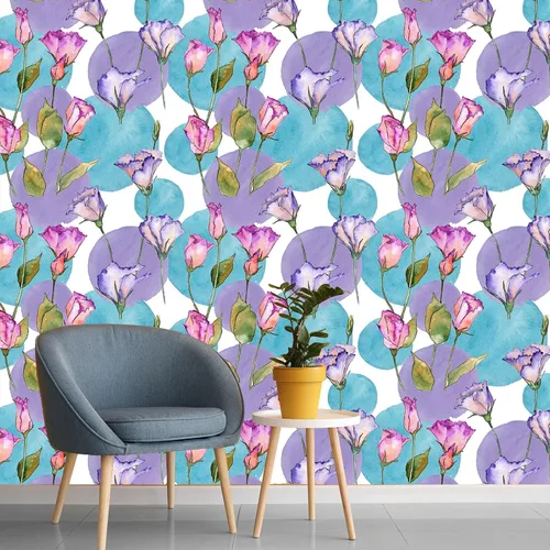 Miniatura 5 de BaoHArtHome Papel tapiz floral para despegar y pegar, papel de contacto morado y rosa, moderno, extraíble, para dormitorio, baño, apto