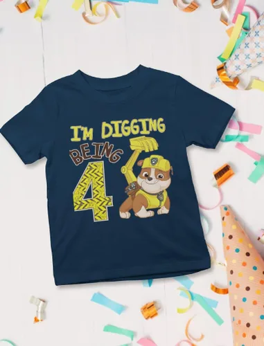 Miniatura 4 de Paw Patrol Rubble - Camiseta de 4 cumpleaños para niños pequeños