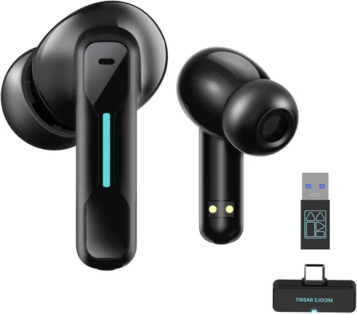 Middle Rabbit SW4 Pro - Auriculares inalámbricos USB para PC y portátiles: auriculares Bluetooth con dongle de 2.4 GHz para el trabajo, auriculares