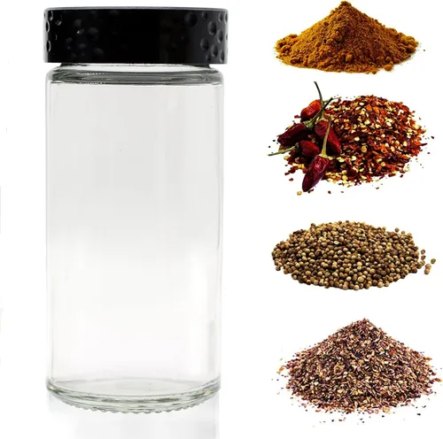 Miniatura 6 de Tianifa 6 tarros de especias negras, botellas de condimento de vidrio de 3 onzas, contenedor de especias, frascos de especias vacíos, botellas Negro