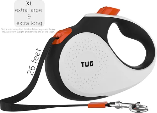 Miniatura 2 de TUG - Correa retráctil 360º XL para perros, libre de enredos, mango antideslizante, nailon resistente de 26 pies, freno de una sola mano, pausa