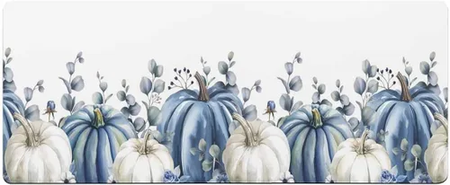 Miniatura 7 de Tapete de baño con calabazas azules y blancas, antideslizante, de secado rápido y absorbente, con tierra de diatomeas, fregadero de cocina, tapete