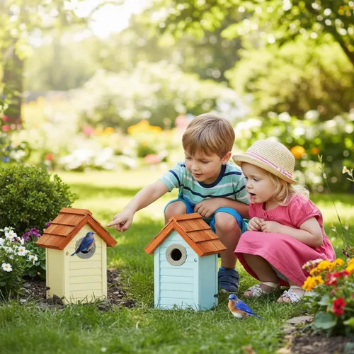 Miniatura 8 de Cedar Alpha Bluebird Casas para Pájaros para Exteriores en Liquidación – Juego de 3 Cajas Nido con Protector contra Depredadores de Acero Inoxidable