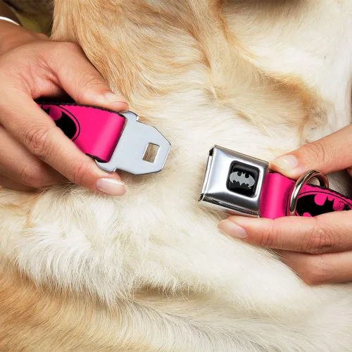 Miniatura 8 de Collar de perro hebilla de cinturón de seguridad Bat Signal 3 Fucsia Negro Fucsia 15 a 26 pulgadas 1.0 pulgadas de ancho