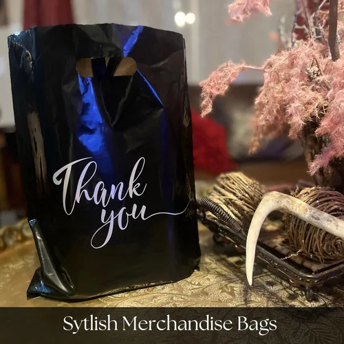 Miniatura 13 de Rainbows & Lilies 100 Bolsas de Plástico de Agradecimiento con Asas - 12"An x 15"Al Bolsas de Compras Gruesas Reutilizables al Por Mayor para Negro