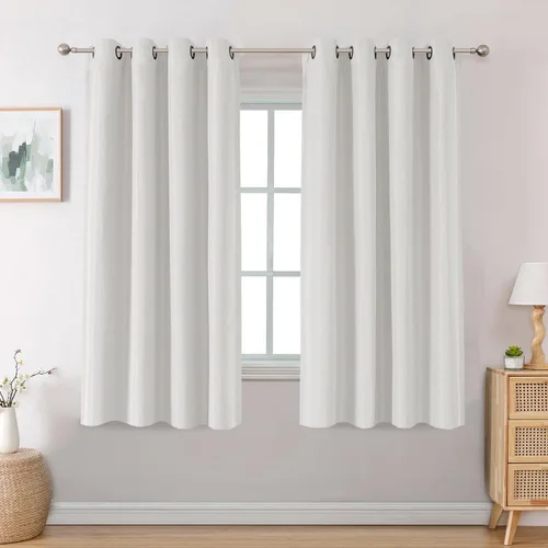 Miniatura 42 de H.VERSAILTEX Cortinas Opacas de Lino de 45 Pulgadas de Largo para Dormitorio/Sala de Estar con Aislamiento Térmico con Ojales, Cortinas con Textura