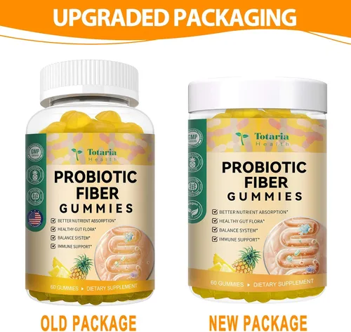 Miniatura 8 de Gomitas de fibra probiótica 9 en 1 para adultos y adolescentes, suplemento de fibra Pro con 5 mil millones de UFC Bacillus Coagulans, cáscara