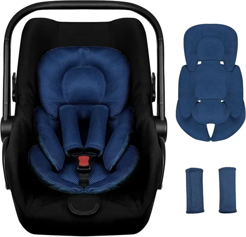 Miniatura 9 de Inserto de asiento de automóvil infantil para niñas recién nacidas, insertos de asiento de automóvil de malla de verano con almohadillas para Gris