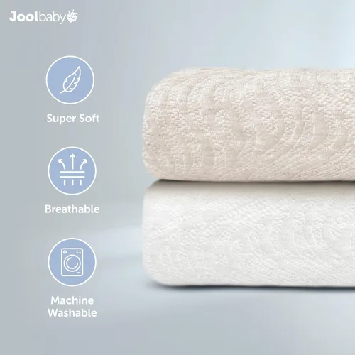 Miniatura 4 de Jool Baby Fundas para cambiador (paquete de 2) suaves y cómodas, se adaptan a la mayoría de los cambiadores de pañales estándar (blanco y avena)