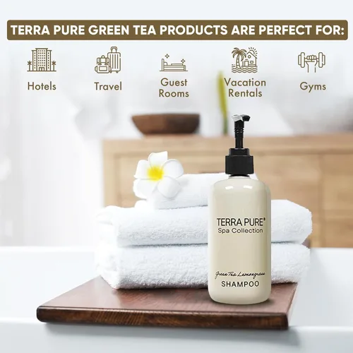Miniatura 2 de Terra Pure Champú Colección Spa Servicios del hotel en botella con bomba 10.14 oz / 10.1 fl oz (caja de 12)