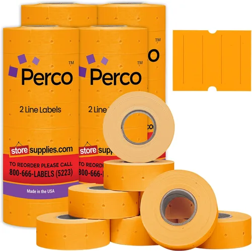 Miniatura 33 de Perco Etiquetas azules de 2 líneas, 6,000 etiquetas de precio en blanco y fecha para pistolas Perco de 2 líneas de precio y fecha, 8 rollos, 1